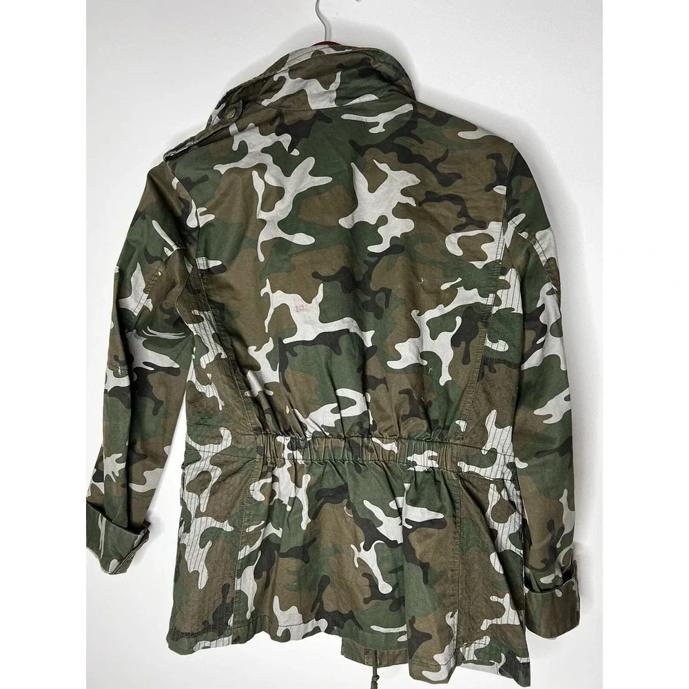 Love Tree Utility Jacket Womens Medium Green Camo Military Safari Cargo Rugged